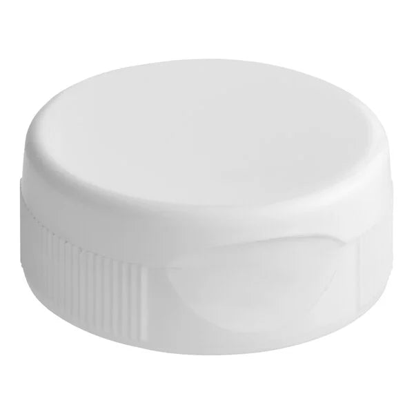 38/400 White Plastic Flip Top Lid with Heat Induction Seal Liner - 100/Pack