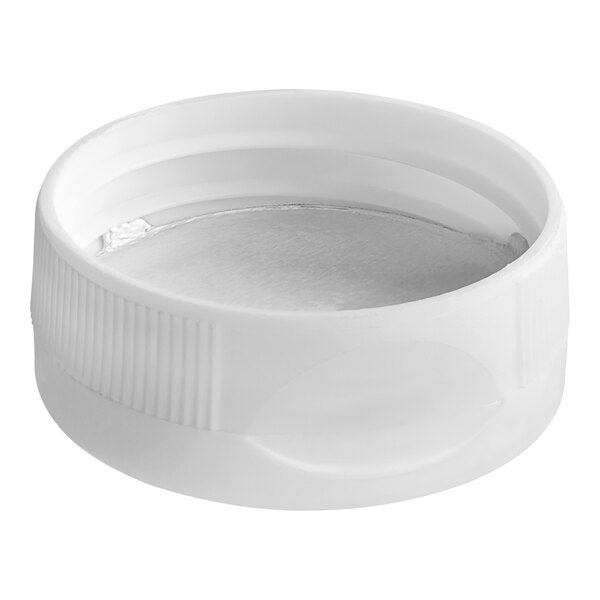 38/400 White Plastic Flip Top Lid with Heat Induction Seal Liner - 100/Pack