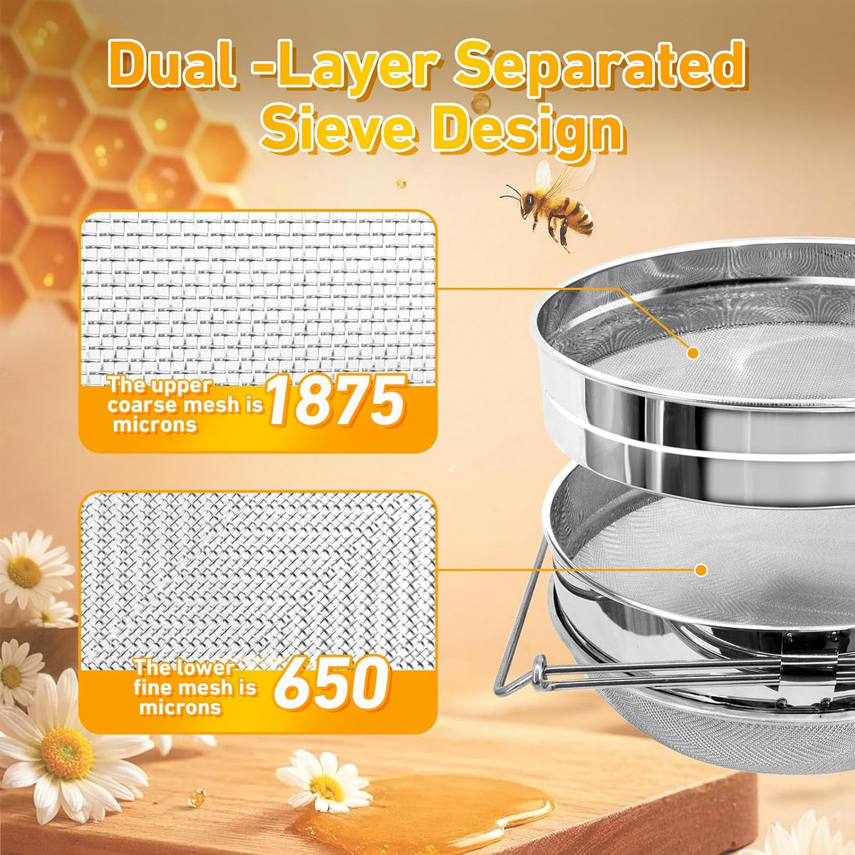 Double Sieve Honey Strainer